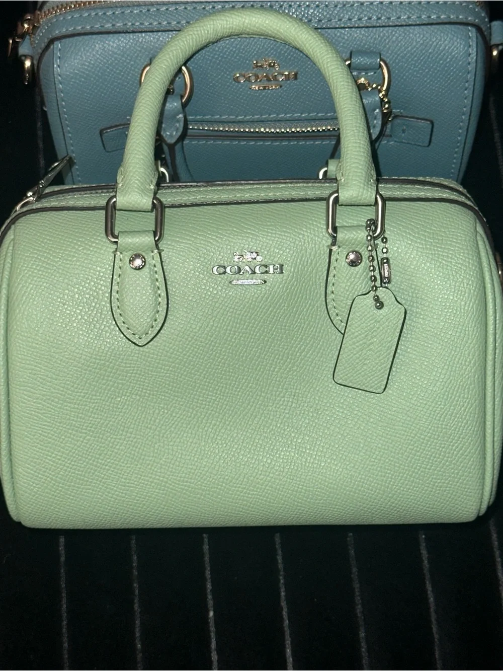 Coach Mint Green Mini Satchel with Silver Hardware